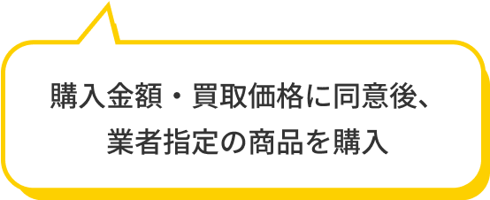 購入金額・買取価格に同意後、業者指定の商品を購入